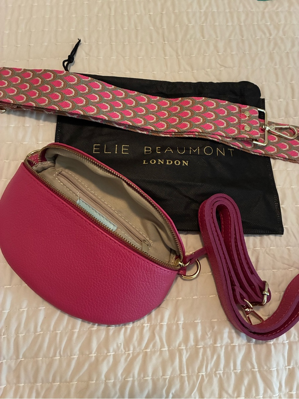 Hot Pink Leather Crossbody Bag